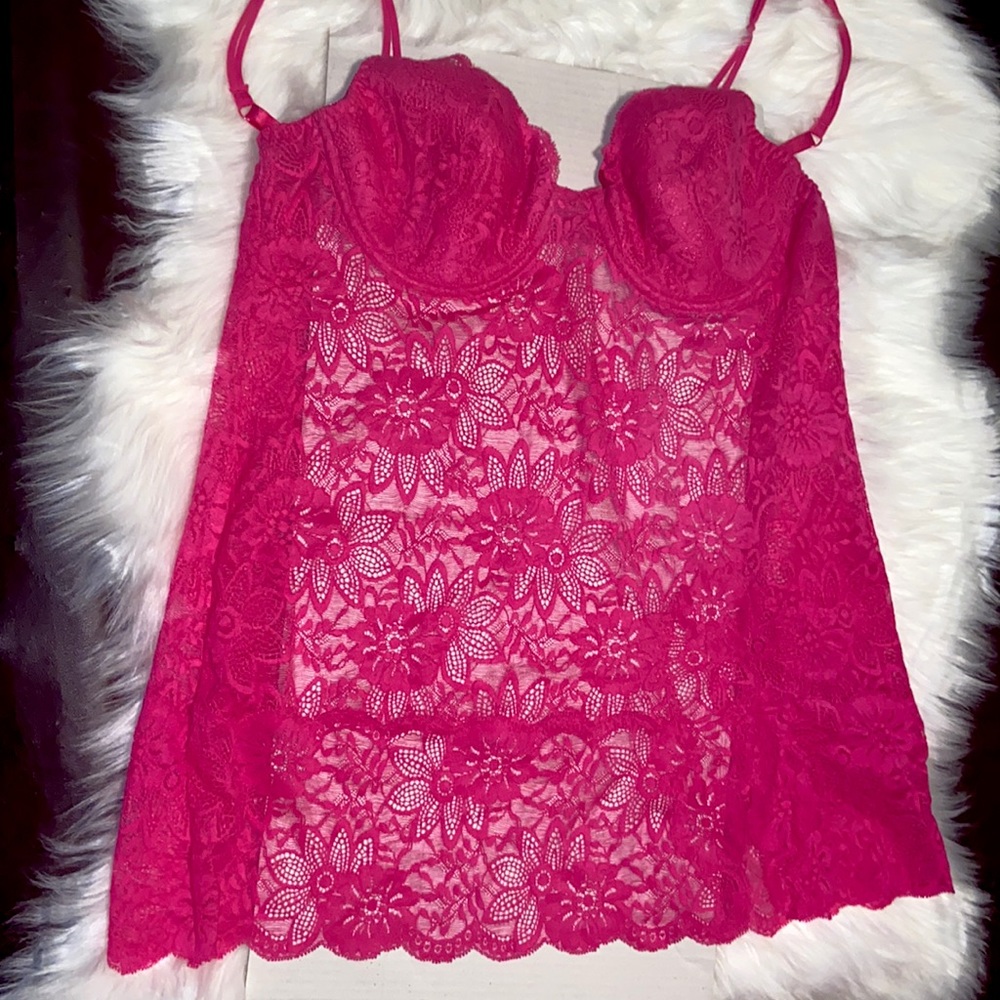 VS Victoria’s Secret pink slip floral size L large like new nighty night dress - Picture 2 of 9
